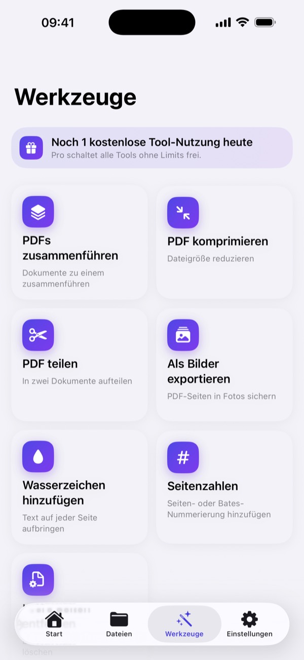PDF-Werkzeuge: zusammenfügen, komprimieren, teilen, Wasserzeichen