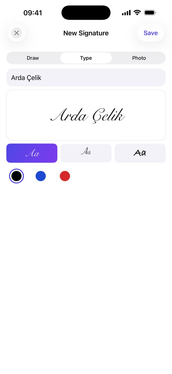 Signing a PDF by hand with a finger