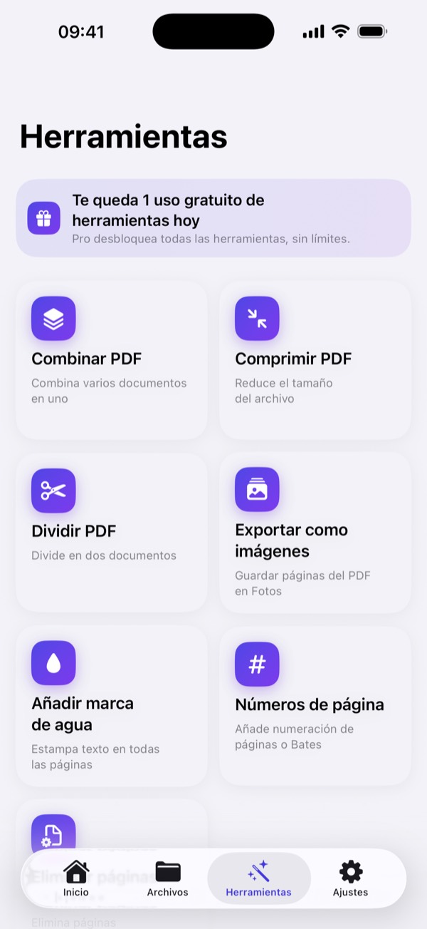 Herramientas PDF: unir, comprimir, dividir y marca de agua