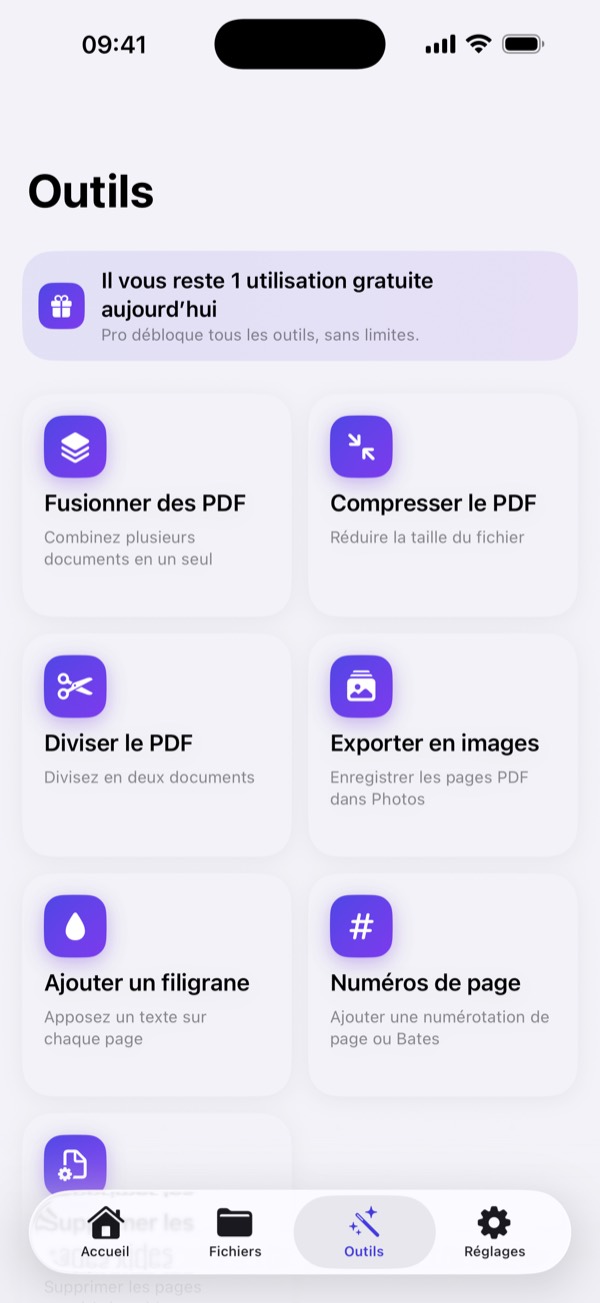 Outils PDF : fusionner, compresser, diviser, filigrane