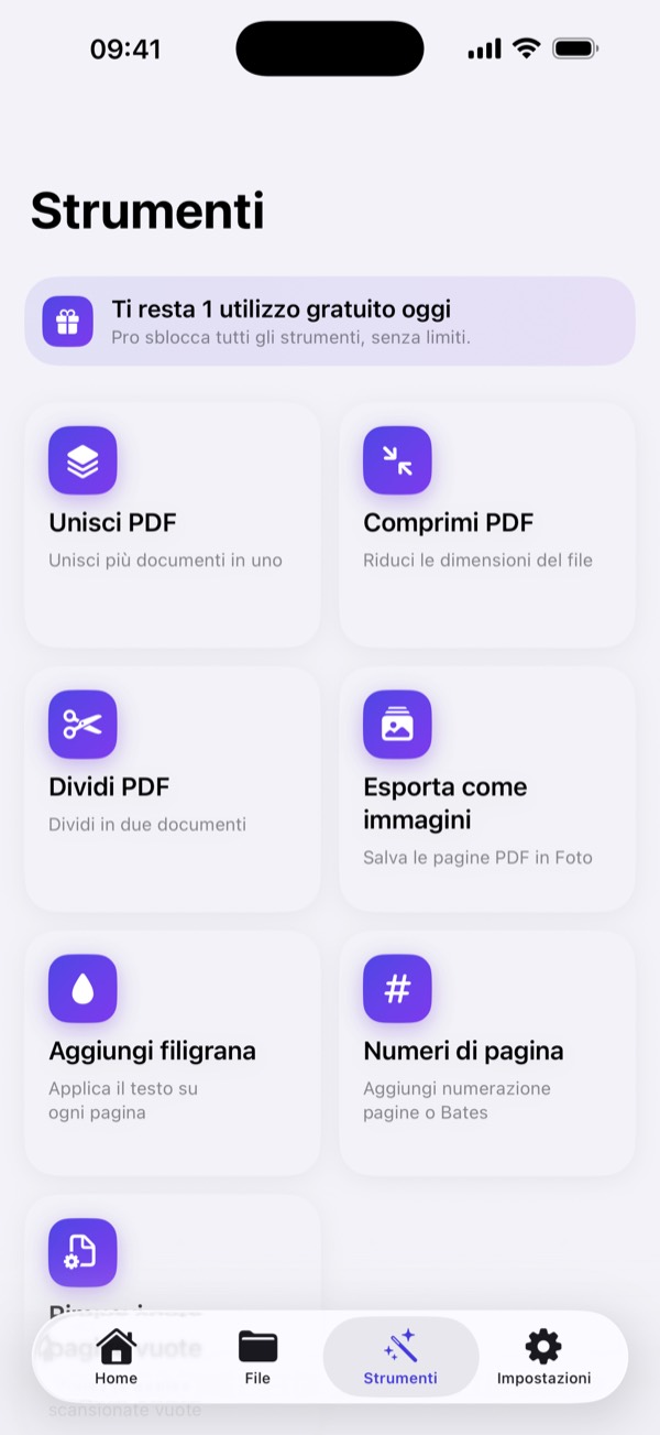 Strumenti PDF: unisci, comprimi, dividi e filigrana
