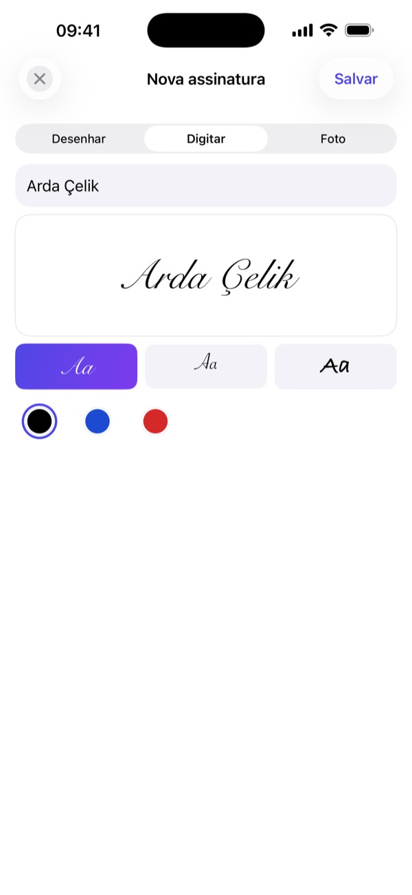 Assinar um PDF à mão com o dedo