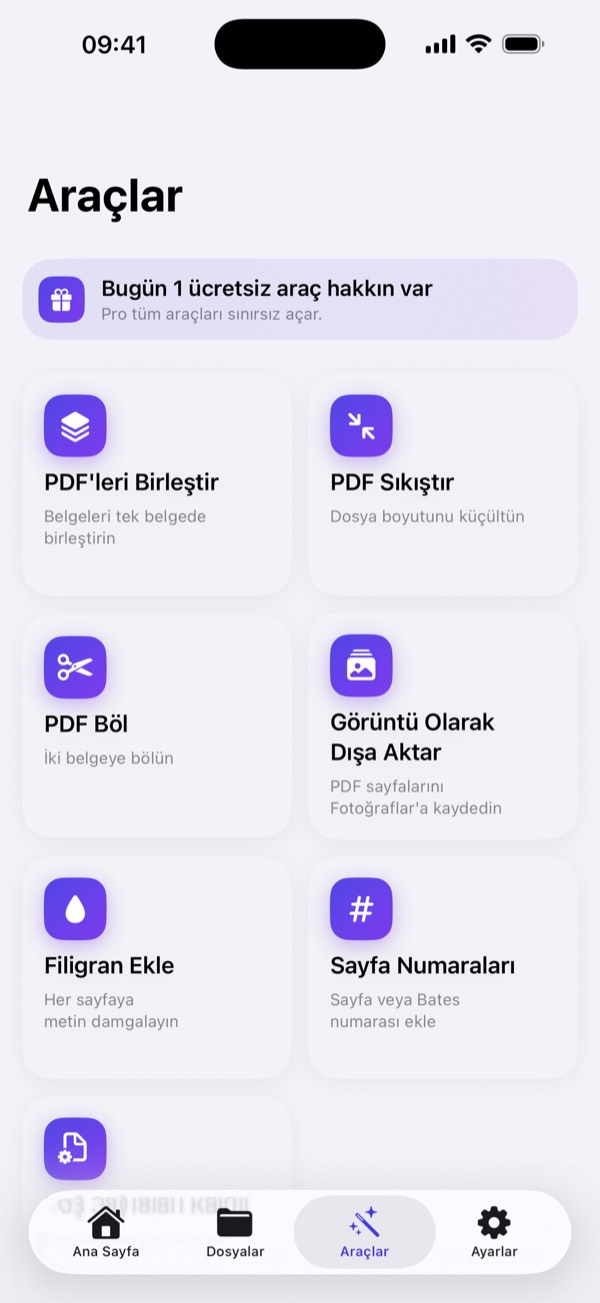 PDF araçları: birleştir, sıkıştır, böl ve filigran
